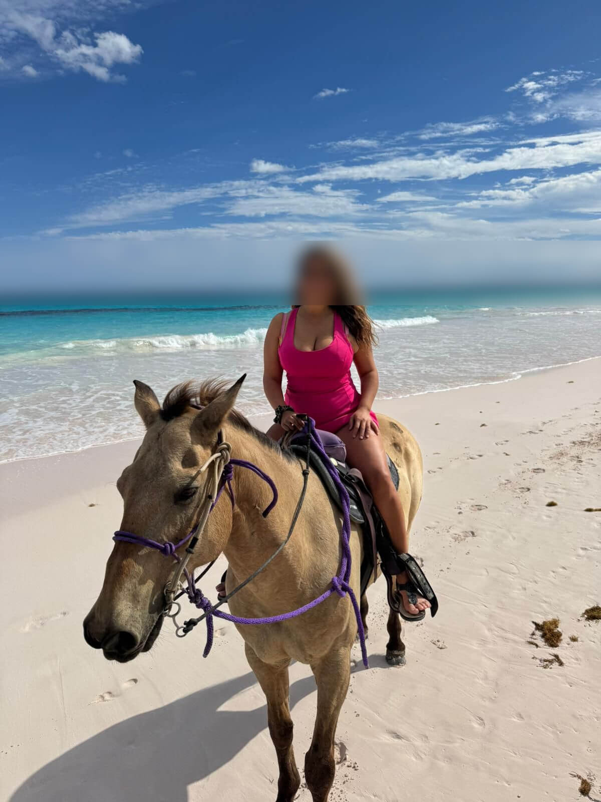 Kaia-horse-red-dress